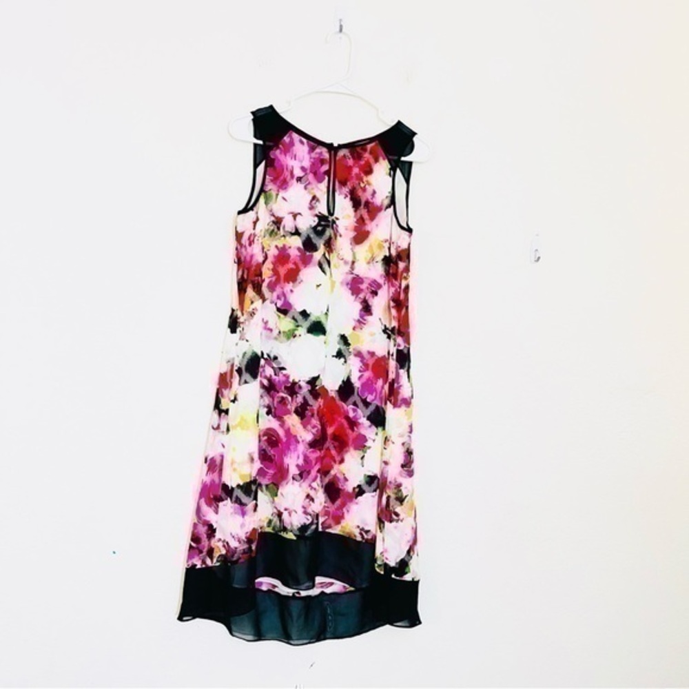 Adrianna Papell High Low Keyhole Neckline Sheath Dress Size 4 Multi Color
